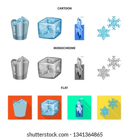 Vector design of texture  and frozen  symbol. Set of texture  and transparent  vector icon for stock.