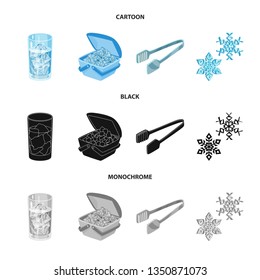 Vector design of texture  and frozen  symbol. Set of texture  and transparent  stock vector illustration.