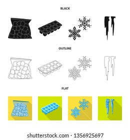 Vector design of texture  and frozen  symbol. Set of texture  and transparent  stock vector illustration.