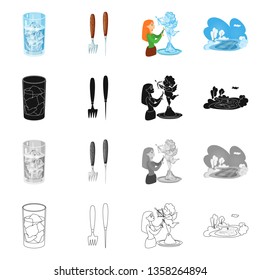 Vector design of texture  and frozen  symbol. Set of texture  and transparent  stock vector illustration.