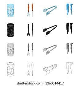Vector design of texture  and frozen  symbol. Set of texture  and transparent  stock symbol for web.