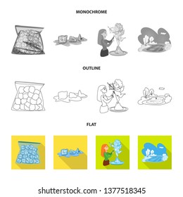 Vector design of texture  and frozen  symbol. Collection of texture  and transparent  vector icon for stock.