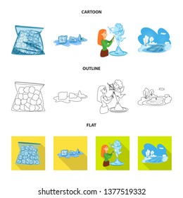 Vector design of texture  and frozen  symbol. Set of texture  and transparent  stock vector illustration.