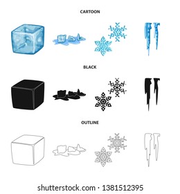 Vector design of texture  and frozen  symbol. Set of texture  and transparent  stock symbol for web.