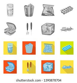 Vector design of texture  and frozen  symbol. Set of texture  and transparent  vector icon for stock.