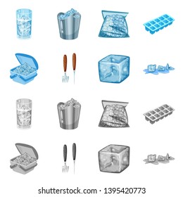 Vector design of texture  and frozen  symbol. Set of texture  and transparent  stock vector illustration.