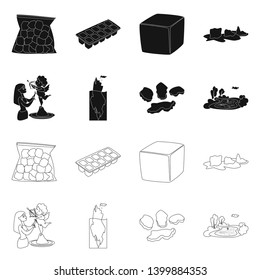 Vector design of texture  and frozen  symbol. Collection of texture  and transparent  stock symbol for web.