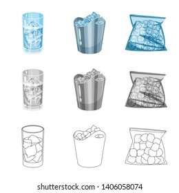Vector design of texture  and frozen  symbol. Set of texture  and transparent  stock vector illustration.