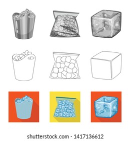Vector design of texture  and frozen  symbol. Set of texture  and transparent  stock vector illustration.