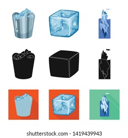 Vector design of texture  and frozen  symbol. Set of texture  and transparent  vector icon for stock.