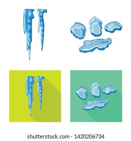 Vector design of texture  and frozen  symbol. Set of texture  and transparent  vector icon for stock.