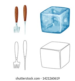 Vector design of texture  and frozen  symbol. Set of texture  and transparent  stock vector illustration.