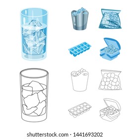 Vector design of texture and frozen symbol. Set of texture and transparent stock vector illustration.
