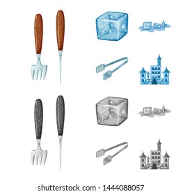 Vector design of texture and frozen symbol. Set of texture and transparent vector icon for stock.