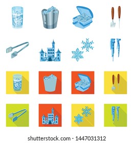 Vector design of texture and frozen symbol. Collection of texture and transparent stock vector illustration.