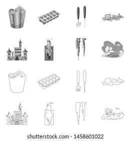 Vector design of texture and frozen symbol. Set of texture and transparent stock vector illustration.
