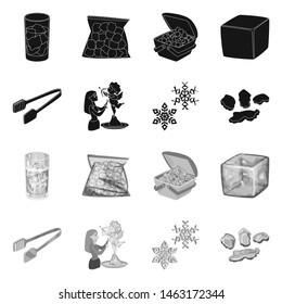 Vector design of texture and frozen symbol. Set of texture and transparent stock vector illustration.