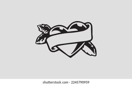 Diseño vectorial que toma el corazón como tema y puede ser usado como tatuaje.