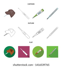 Vector design of thermometer and heat icon. Collection of thermometer and meteorology vector icon for stock.