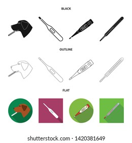 Vector design of thermometer and heat icon. Set of thermometer and meteorology stock vector illustration.