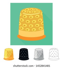 Vector design of thimble and etching icon. Set of thimble and clothing stock vector illustration.