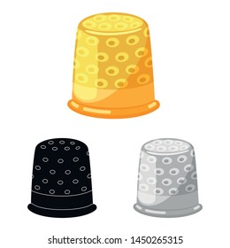 Vector design of thimble and etching logo. Set of thimble and clothing stock vector illustration.