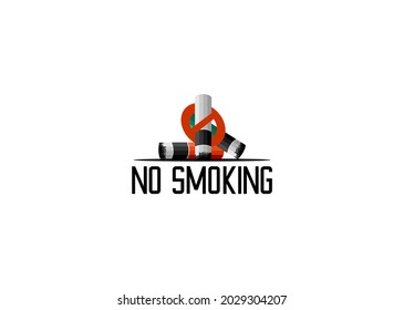vector design of three cigarettes and no smoking sign