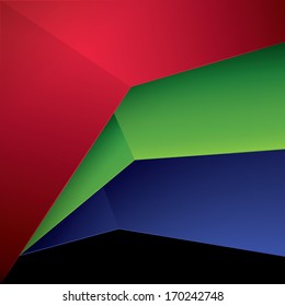 Vector design. Three  RGB color concept sheets in a geometric abstract minimal 3d composition for web, print,, brochure or infographics background.