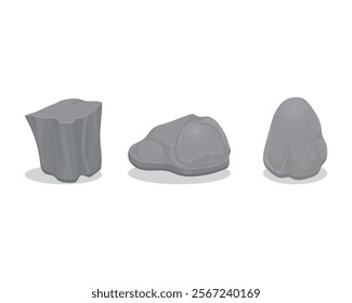 vector design of three stones of the same gray color but with different shapes