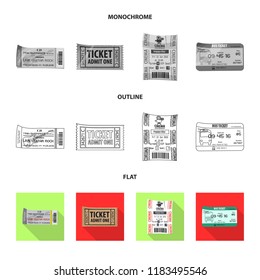 Vector design of ticket and admission icon. Set of ticket and event stock symbol for web.
