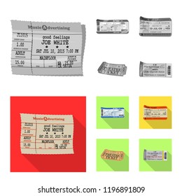 Vector design of ticket and admission icon. Set of ticket and event stock symbol for web.