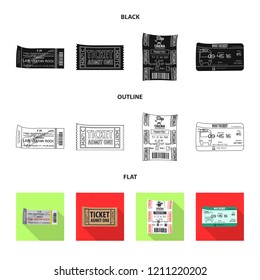 Vector design of ticket and admission icon. Collection of ticket and event stock vector illustration.