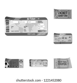 Vector design of ticket and admission icon. Set of ticket and event vector icon for stock.
