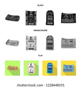 Vector design of ticket and admission icon. Set of ticket and event stock vector illustration.