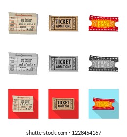 Vector design of ticket and admission icon. Collection of ticket and event stock vector illustration.