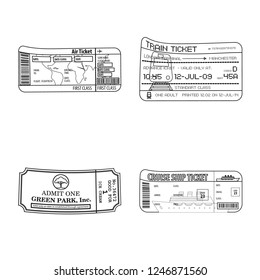 Vector design of ticket and admission icon. Set of ticket and event stock symbol for web.