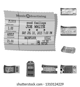 Vector design of ticket and admission icon. Collection of ticket and event vector icon for stock.