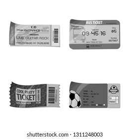 Vector design of ticket and admission icon. Set of ticket and event stock vector illustration.