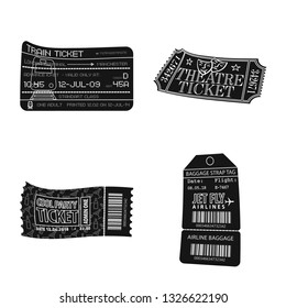 Vector design of ticket and admission icon. Set of ticket and event stock symbol for web.