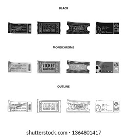 Vector design of ticket and admission icon. Set of ticket and event vector icon for stock.