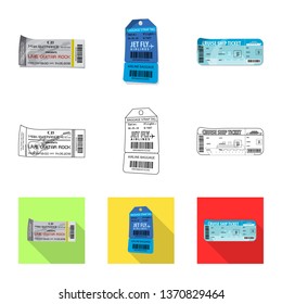 Vector design of ticket and admission icon. Collection of ticket and event stock vector illustration.