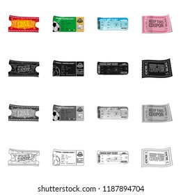 Vector design of ticket and admission logo. Set of ticket and event vector icon for stock.