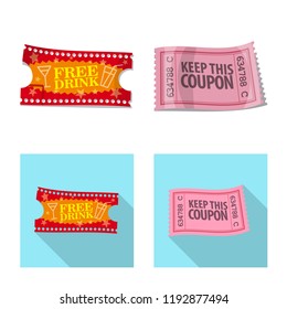Vector design of ticket and admission logo. Set of ticket and event stock vector illustration.