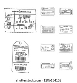 Vector design of ticket and admission logo. Collection of ticket and event stock vector illustration.