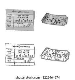 Vector design of ticket and admission logo. Set of ticket and event vector icon for stock.
