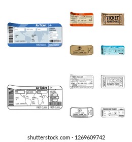 Vector design of ticket and admission logo. Set of ticket and event stock vector illustration.