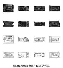 Vector design of ticket and admission logo. Collection of ticket and event vector icon for stock.