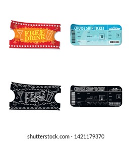Vector design of ticket and admission logo. Collection of ticket and event stock vector illustration.