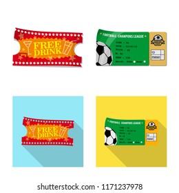 Vector design of ticket and admission sign. Set of ticket and event vector icon for stock.