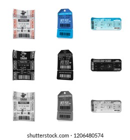 Vector design of ticket and admission sign. Collection of ticket and event vector icon for stock.